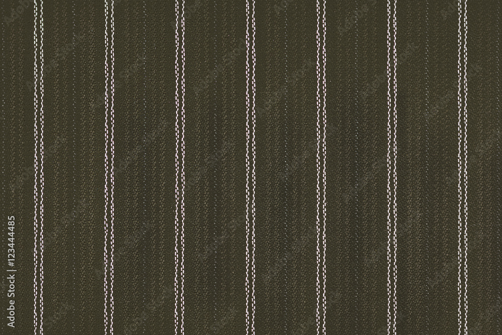 Fototapeta premium Close up of pinstriped fabric texture background.Detail of olive green wool suiting with twin white pinstriped