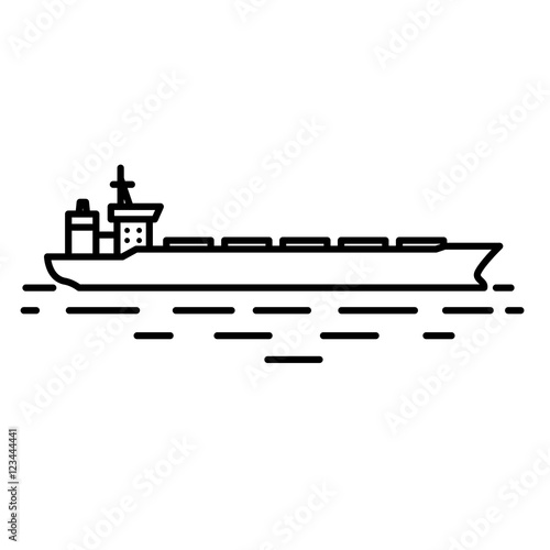 Flat linear dry cargo or bulk carrier ship illustration © Black Spring