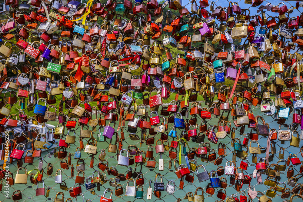 locks on a bridge in Salzburg Austria locks on a bridge in Salzburg Austria