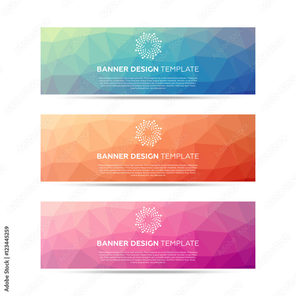 set of polygonal style banner designs. abstract low poly backgrounds