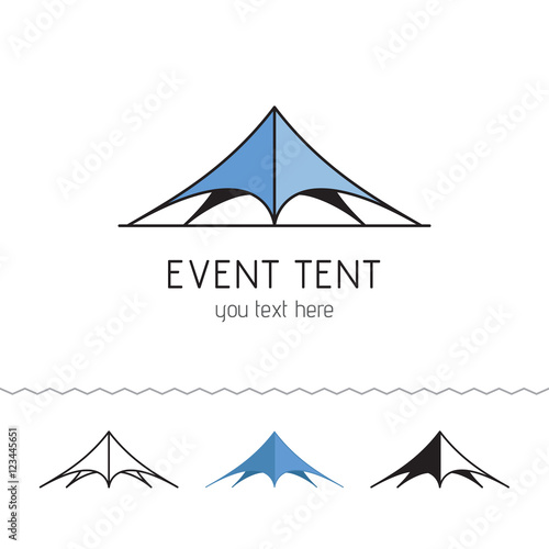 Logotype for rent tents agency. Event tent. Folding tent, wedding tent. Vector illustration.