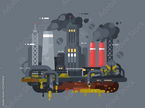 Mills and factories polluting environment