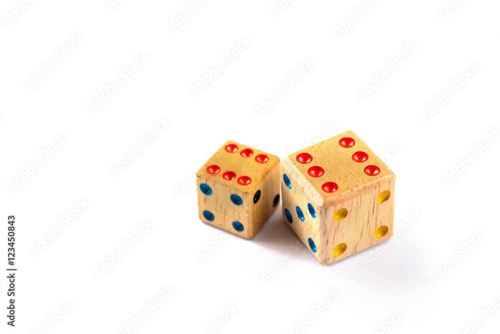 wooden dice have double six point on white background isolated wooden dice have double six point on white background isolated