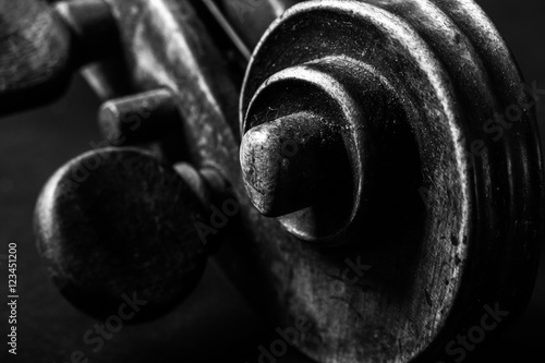 Old broken violin close up