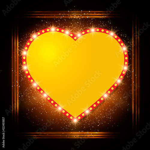 Shining background with retro heart light banner