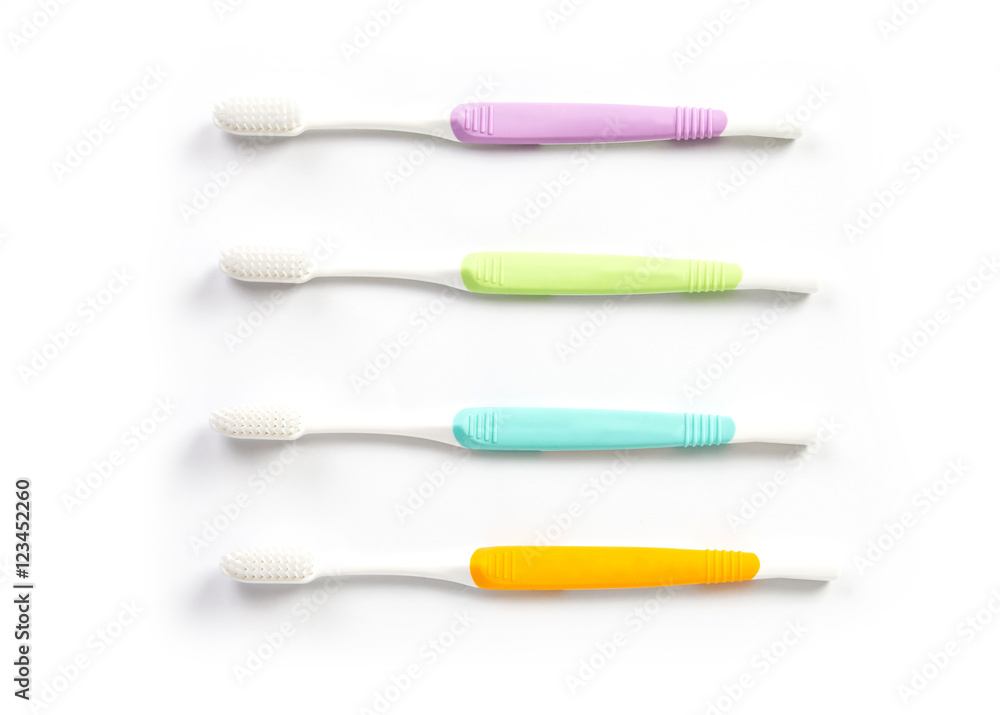 Top view of toothbrush on white background