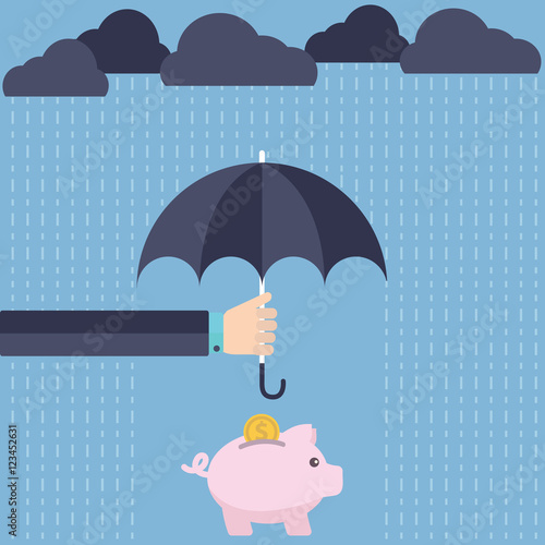 Umbrella protecting savings.