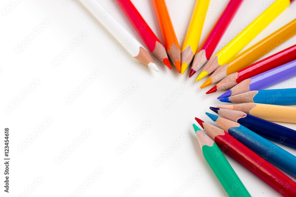 Fototapeta premium Colored pencils isolated on white background.