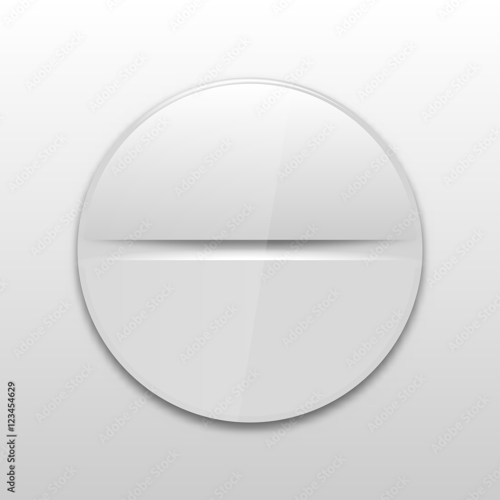 Naklejka premium Realistic white medical pills, vector illustration.