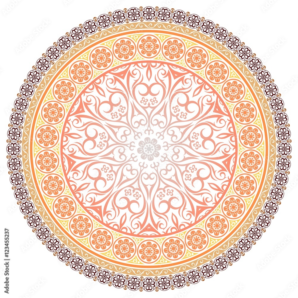 Abstract Batik Ornament on Circle