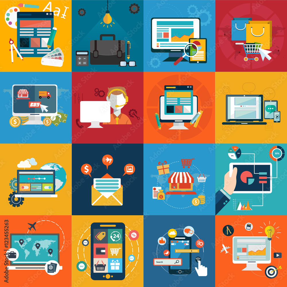 Set of flat design vector illustration concepts for website layout, business management, insurance and analytics. Concepts for web banners and printed materials Set of flat design vector illustration concepts for website layout, business management, insurance and analytics. Concepts for web banners and printed materials