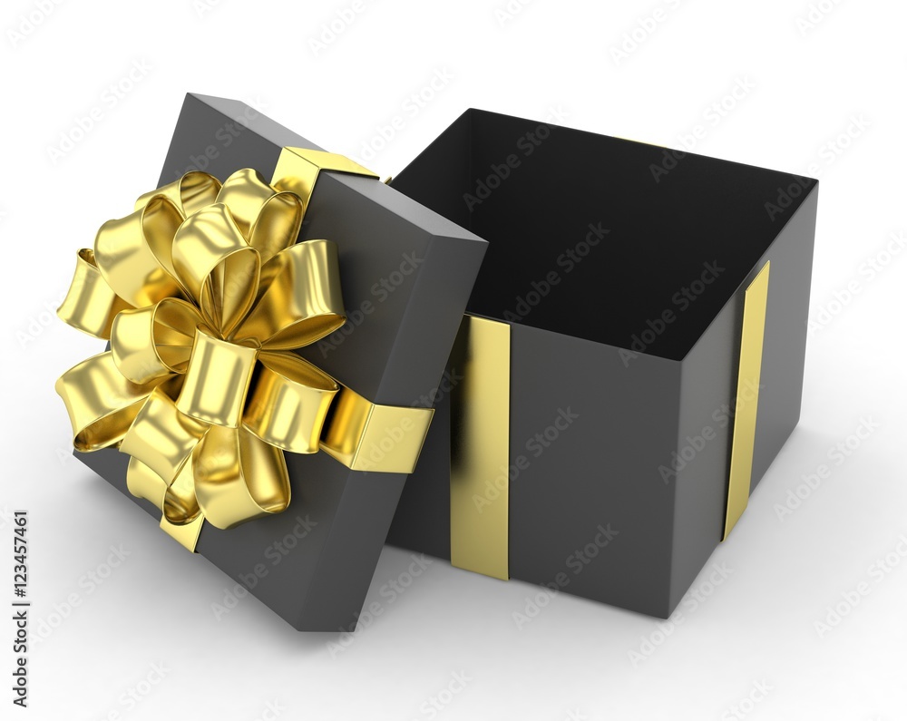 open gift box with bows isolated on white. 3d rendering. open gift box with bows isolated on white. 3d rendering.