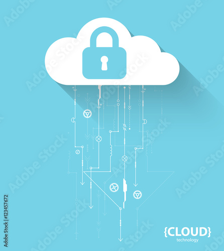 Web cloud technology. Protection concept. System privacy, vector