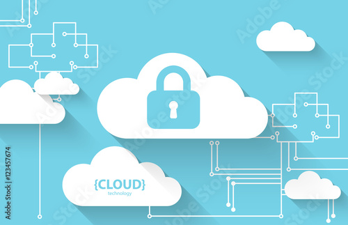 Web cloud technology. Protection concept. System privacy, vector