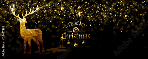 Christmas illustration with Gold deer