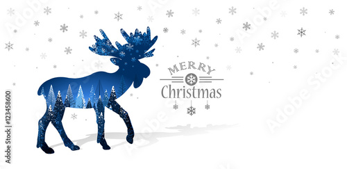 Christmas card with silhouette of reindeer