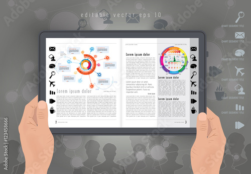 E-book, tablet presentation. Vector