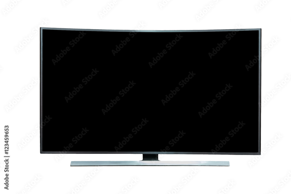 Black LED tv television mockup with panel, isolated on white background