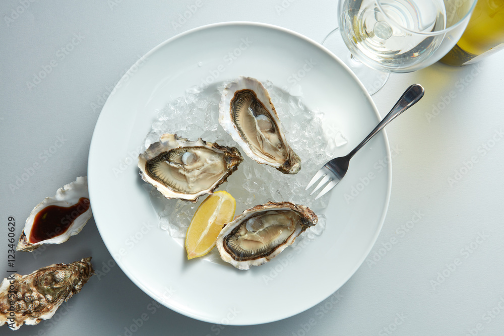 Seafood. Delicious oyster with lemon Seafood. Delicious oyster with lemon
