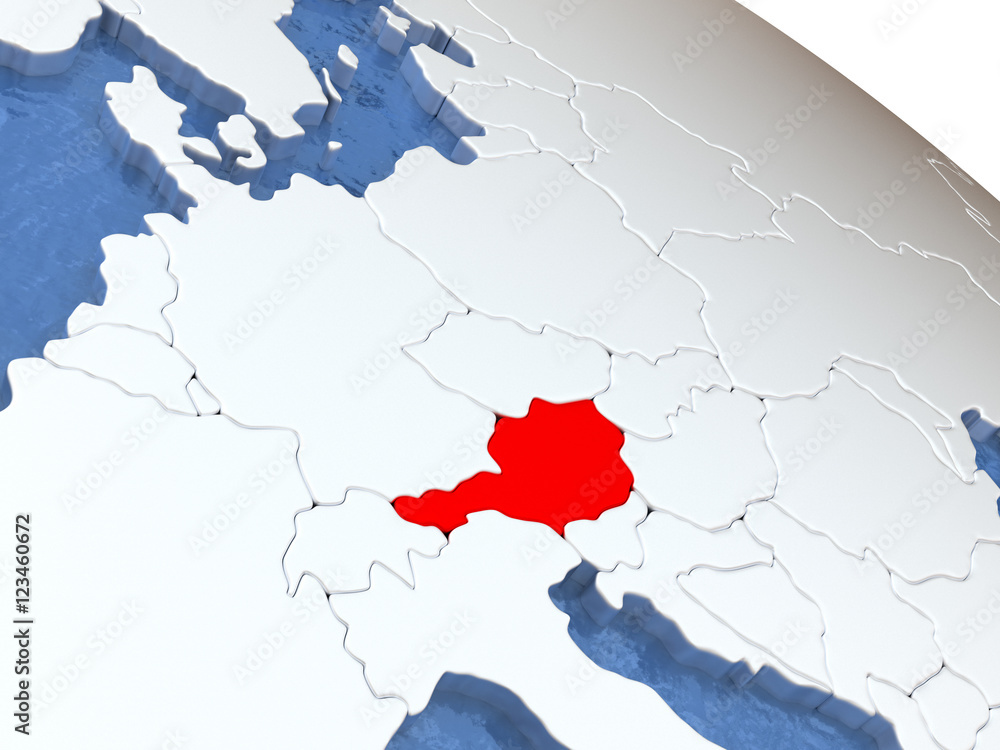 Fototapeta premium Austria on globe