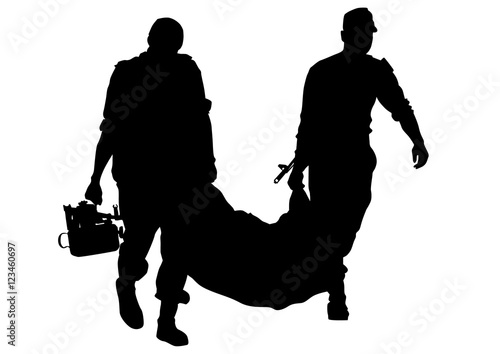 Modern soldiers in uniform on a white background