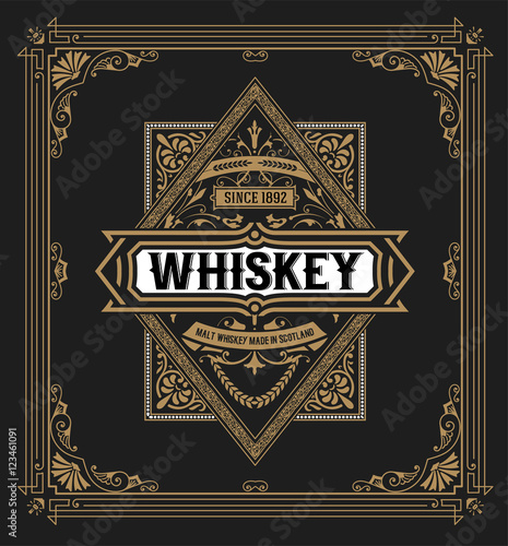 Western label for whiskey or other products.