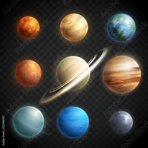 Planets Realistic Transparent Set photo