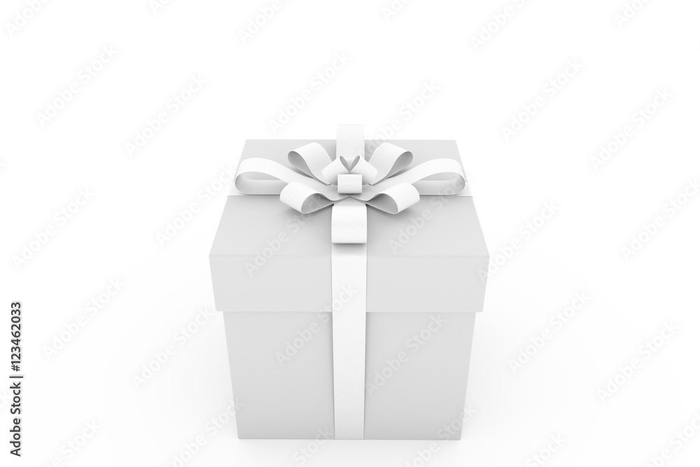 Obraz premium White gift box with white ribbon bow