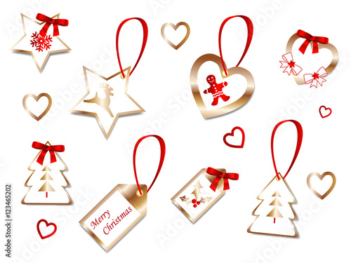 Anhänger set in gold mit Weihnachtselements