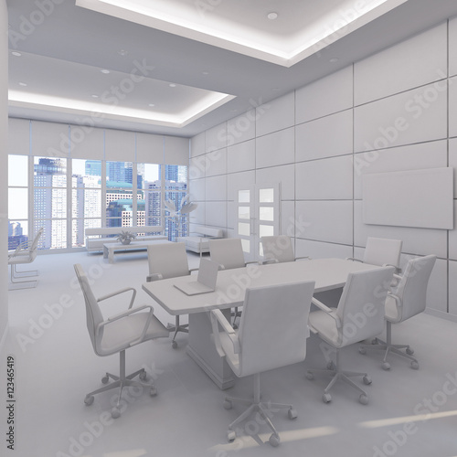 3D Interior rendering of an office © Enrico Lapponi