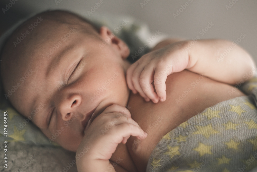 Portrait of sleeping newborn baby close up Portrait of sleeping newborn baby close up
