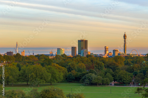 Panoramic view of London cityscape from Primrose Hill photo