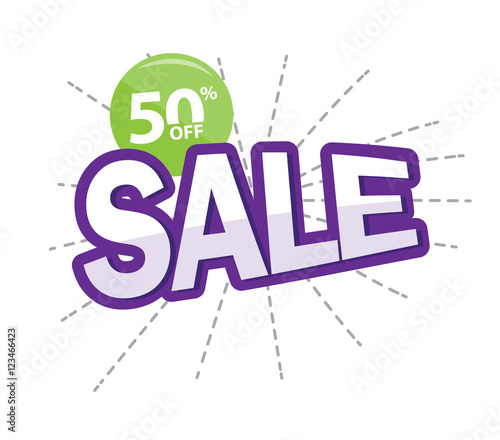 Sale and special offer. 50% off. Vector illustration.Theme color.