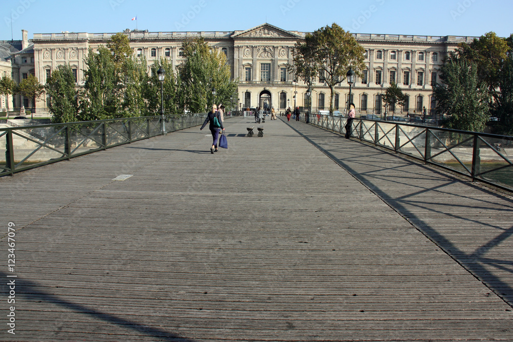 Le pont des Arts et le Louvre à Paris, France