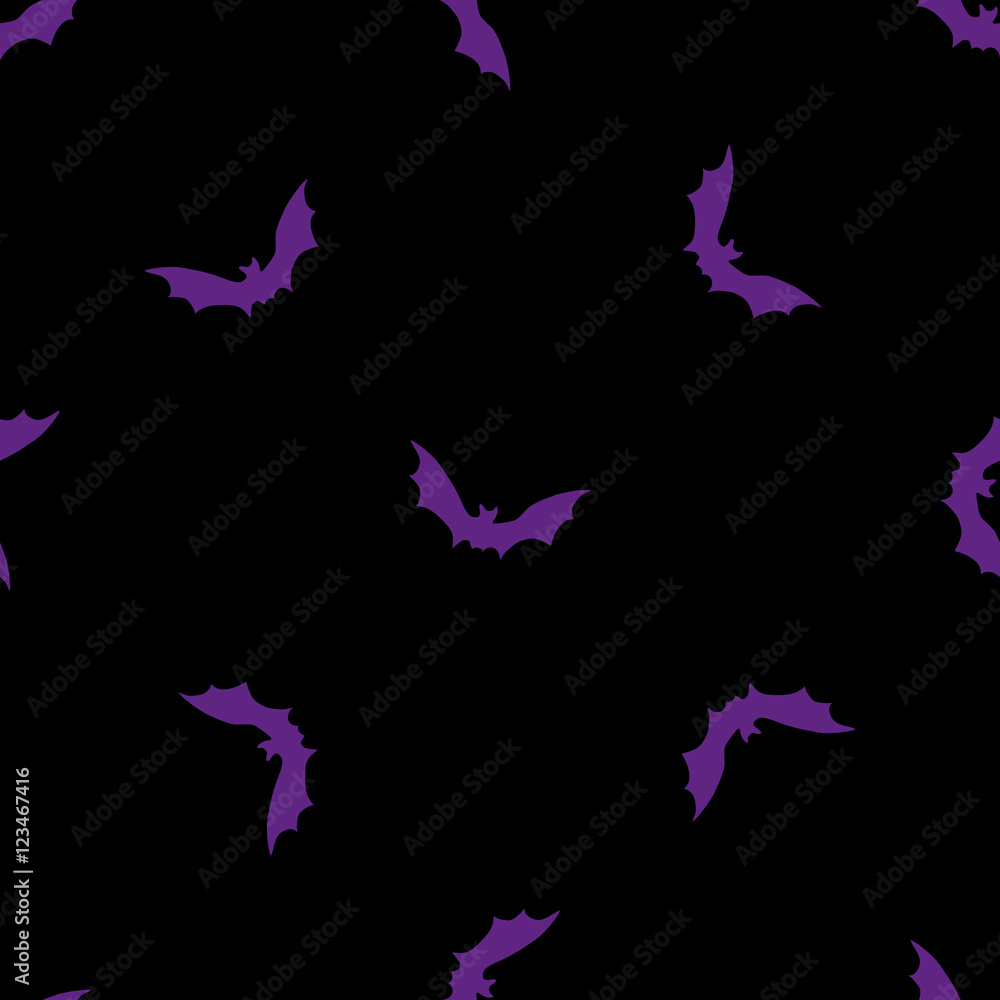 Purple bats abstract seamless pattern on black background. Purple bats abstract seamless pattern on black background.