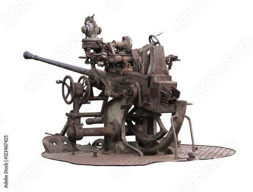 Old and rusty anti aircraft gun from time of World War 2