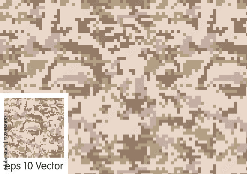 Seamless Digital Desert Camouflage pattern vector Stock Vector
