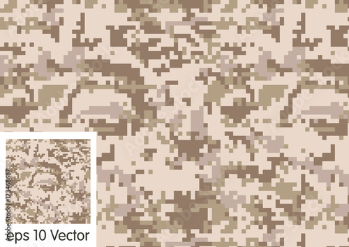 Seamless Digital Desert Camouflage pattern vector © estherpoon