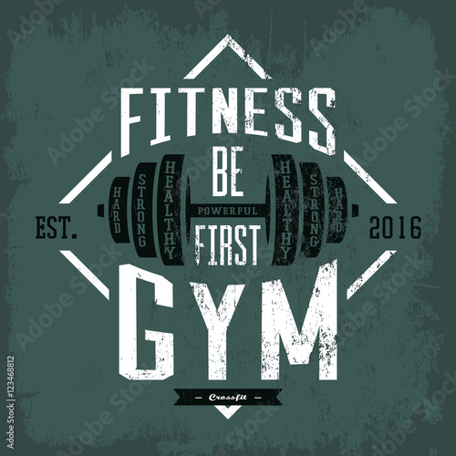 Dumbbell or barbell print on sportswear cloth