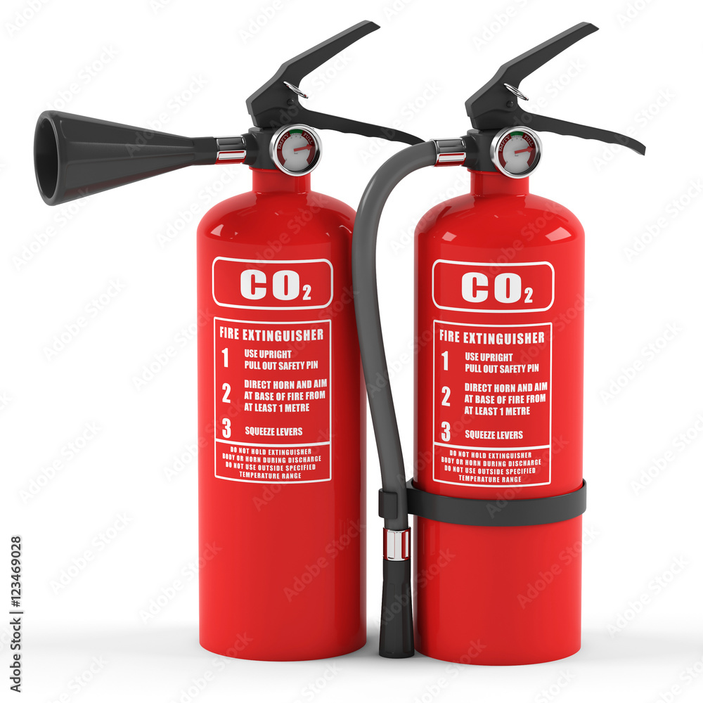 Fire extinguisher on a white background. 3D rendering Fire extinguisher on a white background. 3D rendering