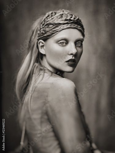 Portrait of woman with braided hair