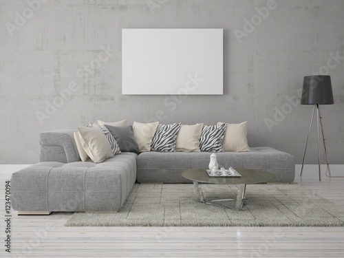 Modern living room with hipster background.