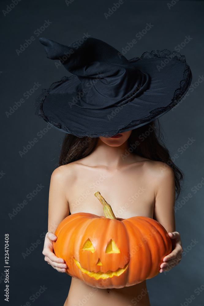 halloween sexy girl with pumpkin Stock Photo | Adobe Stock