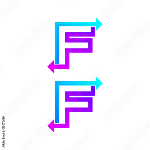 Letter F logo design template. Arrow creative sign