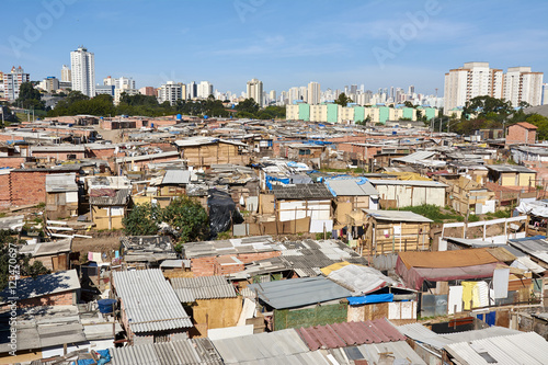 Slum and building popular in Sao Paulo. Illegal and fragile constructions near
housing financed by the government for the poorest people.
