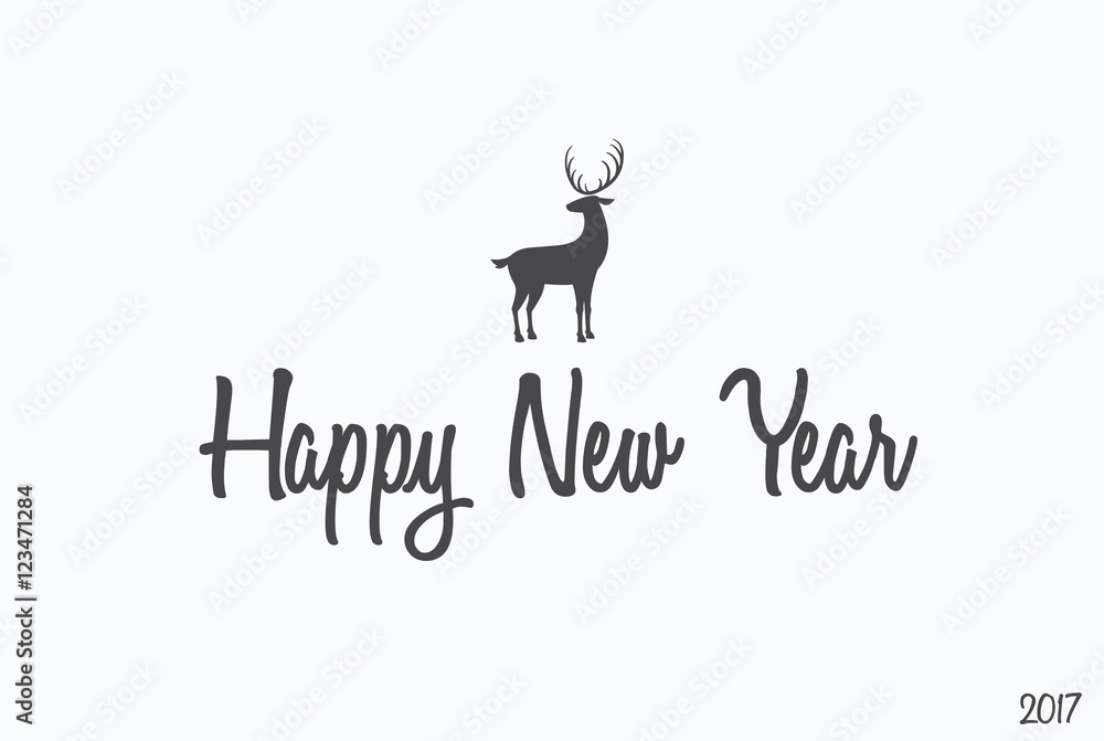 Happy New Year lettering typography. Handwriting text design wit Happy New Year lettering typography. Handwriting text design wit