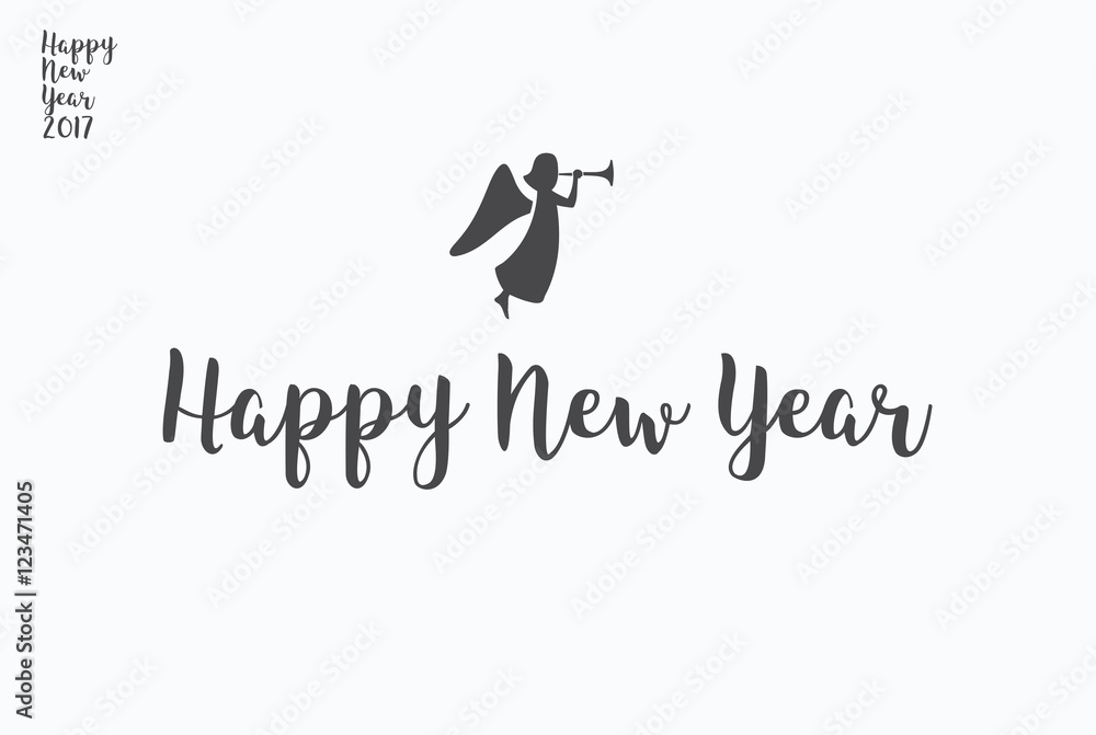 Happy New Year lettering typography. Handwriting text design wit Happy New Year lettering typography. Handwriting text design wit
