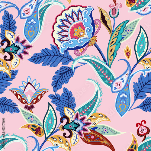 India seamless paisley pattern. Stylized wallpaper decoration.Vector illustration