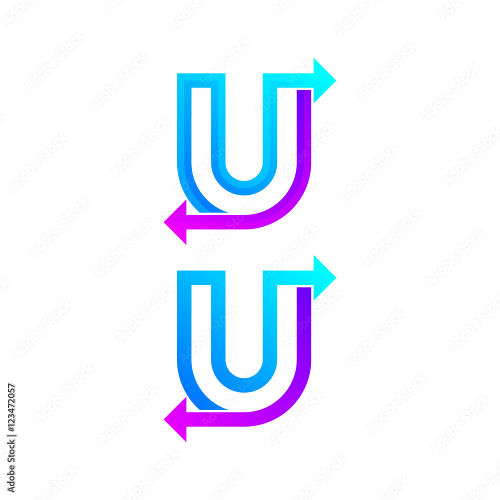 Letter U logo design template. Arrow creative sign Letter U logo design template. Arrow creative sign