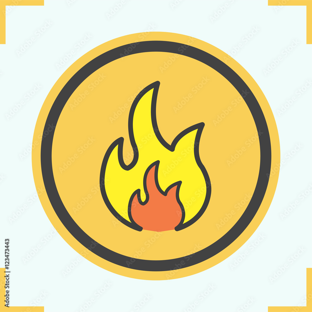 Flammable sign color icon Flammable sign color icon